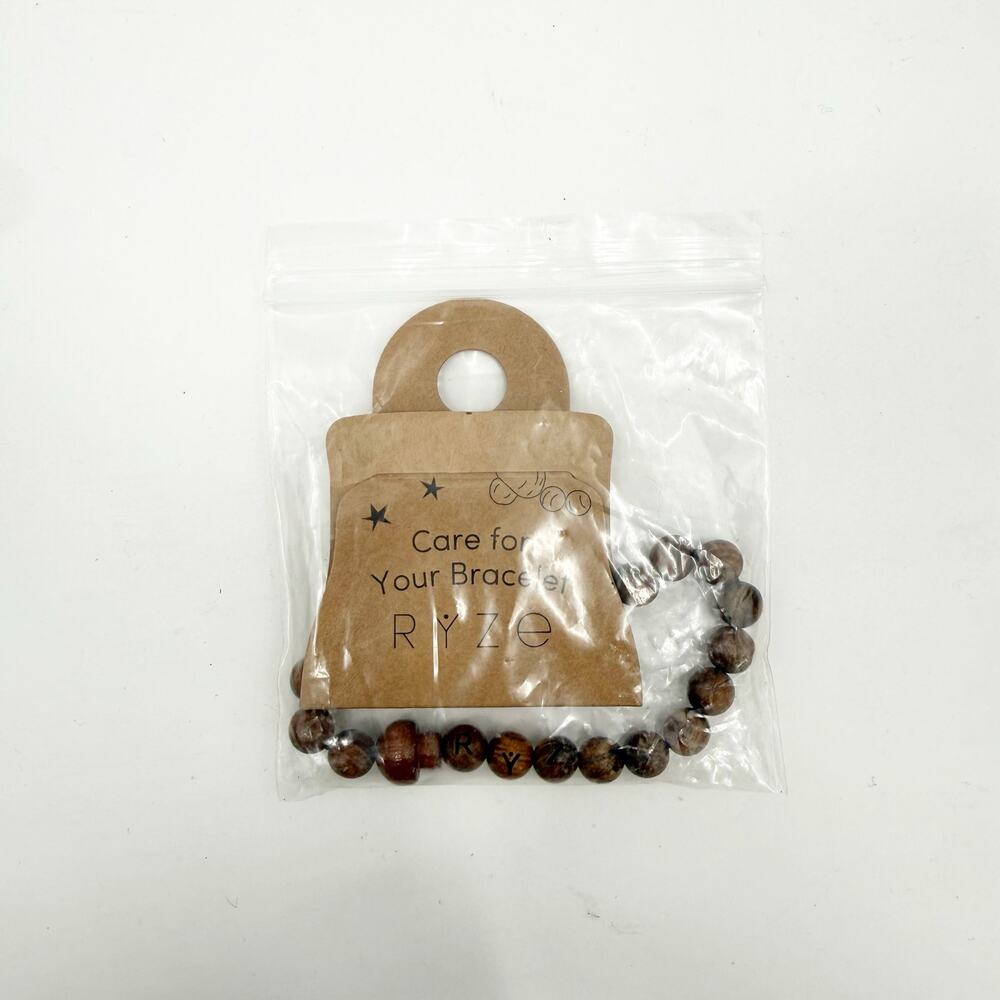 RYZE Mushroom Bracelet NWT wood bead handmade boho stretch jewelry hippie